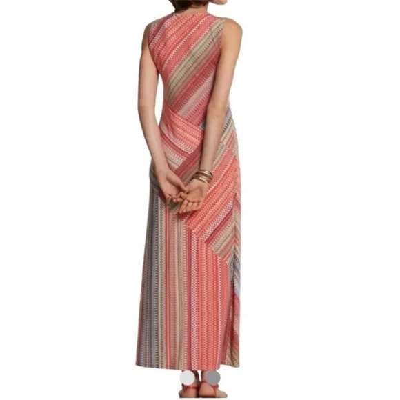 Chico's Size 3 Island Breeze Red/Orange Patterned tank Tamra Maxi Dress - Picture 6 of 8
